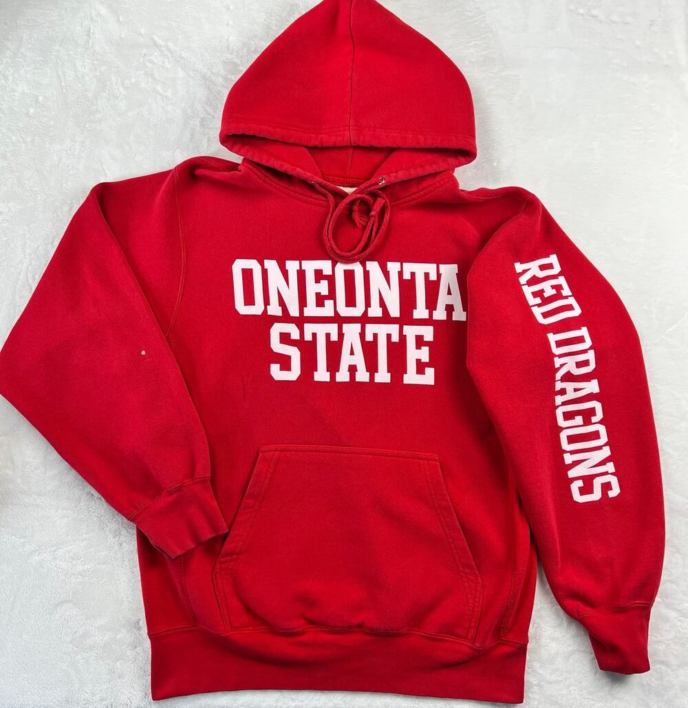 MV Sport Pro-Weave Oneonta State Vintage Hooded Sweatshirt SZ Small Red Dragons